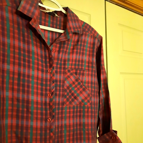 Koret red teal and purple plaid shirt - Picture 8 of 9